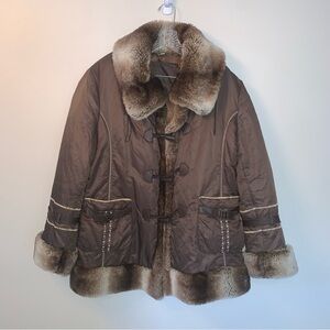 Vintage Ness Brown Jacket with Faux Fur Trim